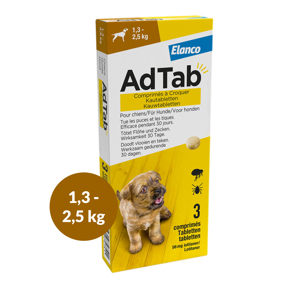 AdTab Hond Vlooi & Teek Kauwtabletten - 3 tabletten