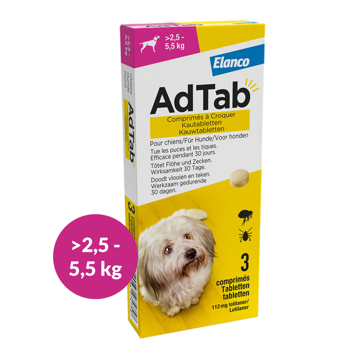 AdTab Hond Vlooi & Teek Kauwtabletten - 3 tabletten