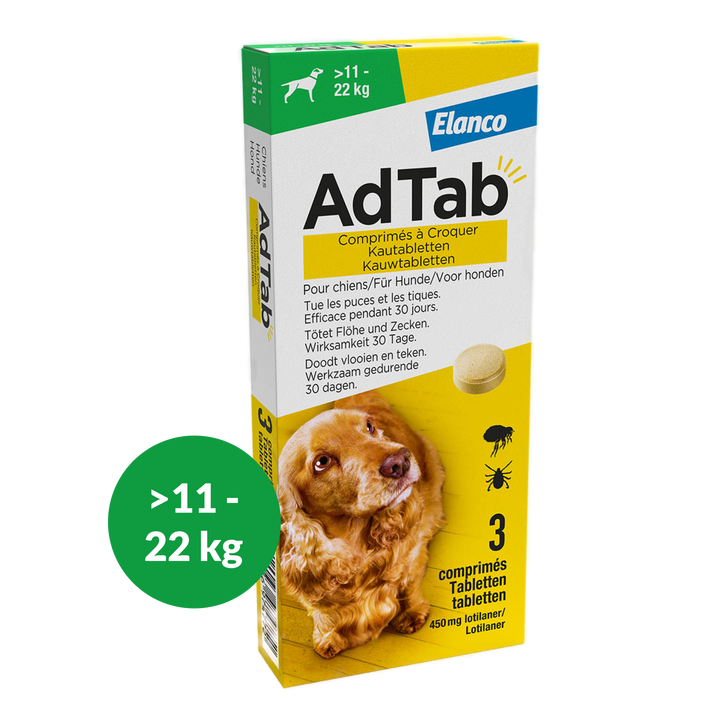 AdTab Hond Vlooi & Teek Kauwtabletten - 3 tabletten