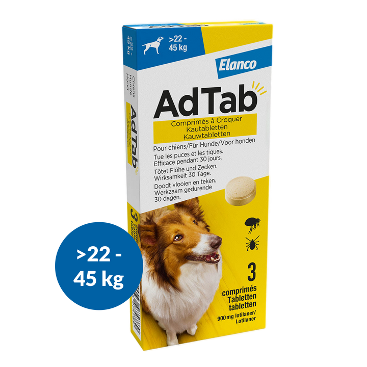 AdTab Hond Vlooi & Teek Kauwtabletten - 3 tabletten