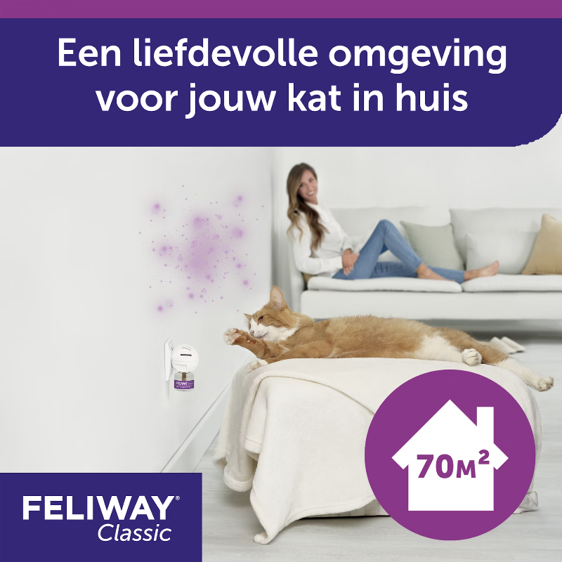 Feliway werkt tot 70 vierkante meter