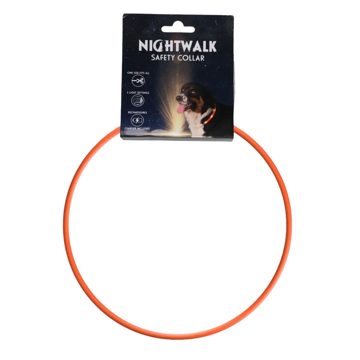 Nightwalk Lichtgevende Halsband Oranje in Verpakking