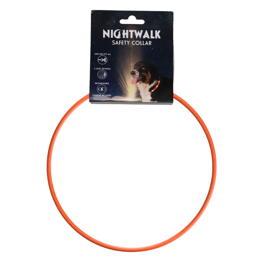 Nightwalk Lichtgevende Halsband Oranje in Verpakking