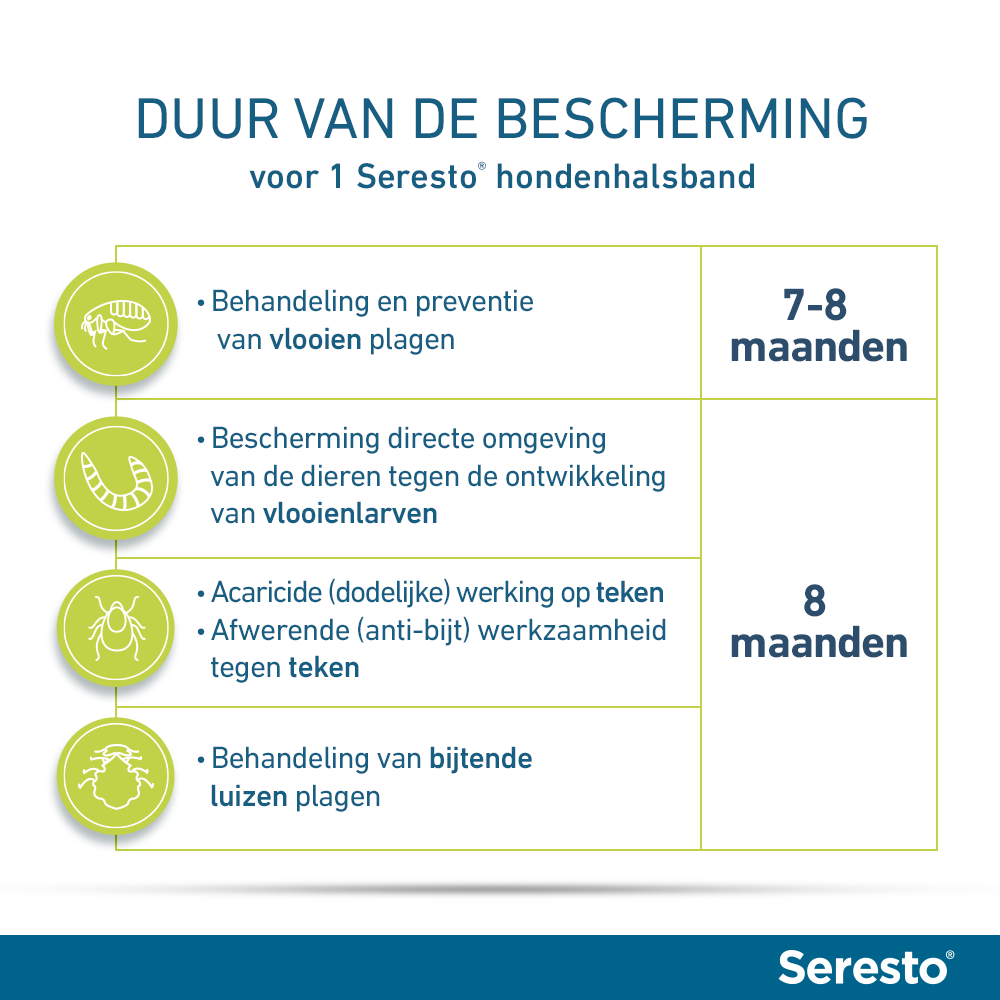 Seresto biedt tot 8 maanden bescherming