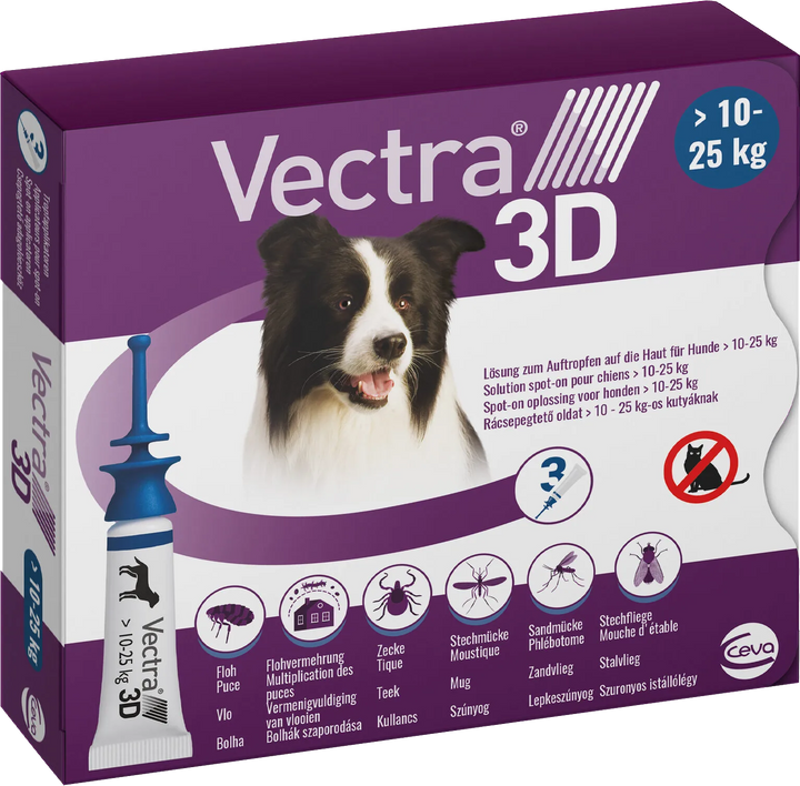Vectra 3D Hond - Anti Vlooien- en Tekendruppels - 3 pipetten