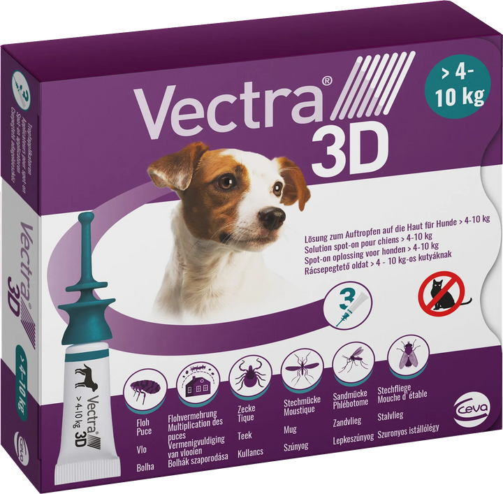 Vectra 3D Hond - Anti Vlooien- en Tekendruppels - 3 pipetten