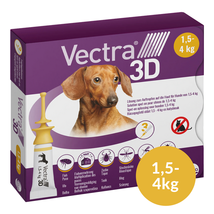 Vectra 3D Hond - Anti Vlooien- en Tekendruppels - 3 pipetten