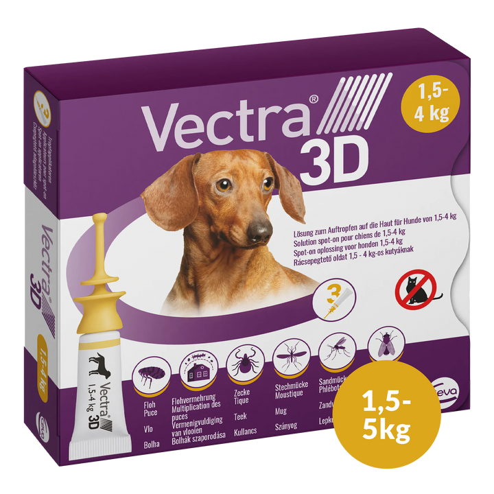 Vectra 3D Hond - Anti Vlooien- en Tekendruppels - 3 pipetten