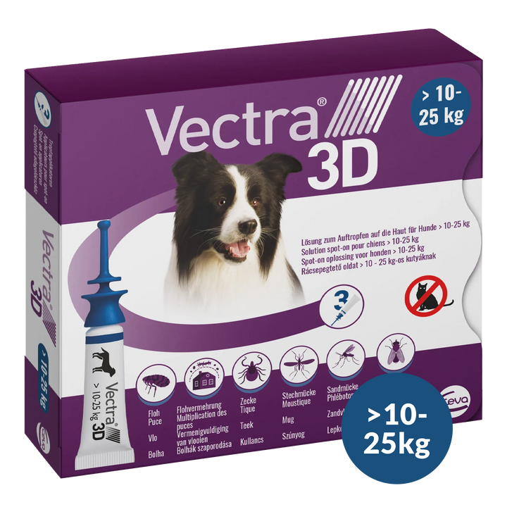 Vectra 3D Hond - Anti Vlooien- en Tekendruppels - 3 pipetten