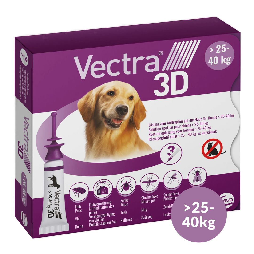 Vectra 3D Hond - Anti Vlooien- en Tekendruppels - 3 pipetten