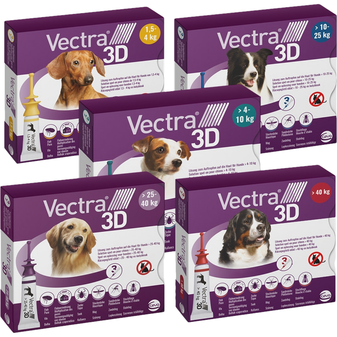 Vectra 3D Hond - Anti Vlooien- en Tekendruppels - 3 pipetten