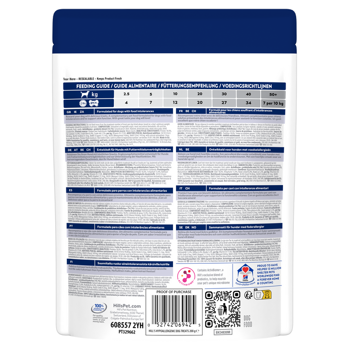 Hill's Hypoallergenic Treats Hondensnack Achterkant verpakking