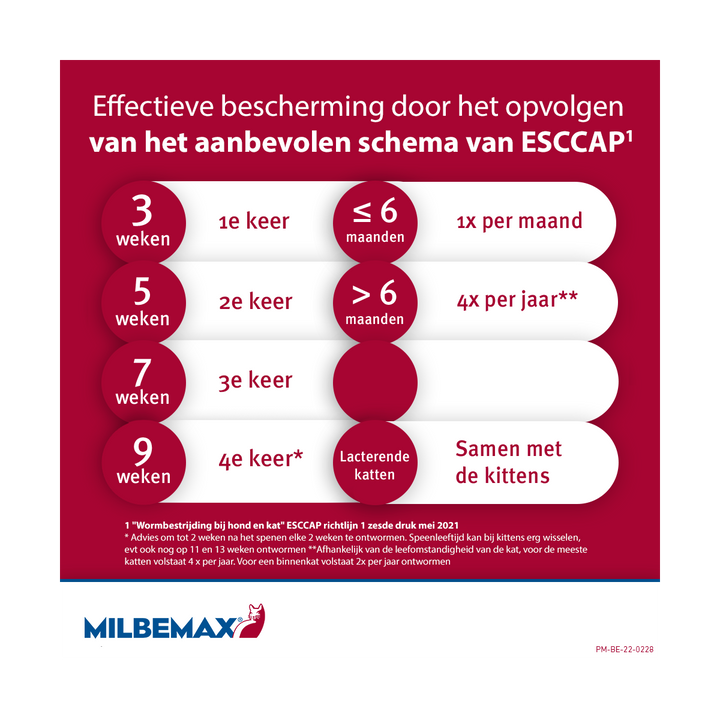 Milbemax Kat schema ontwormen