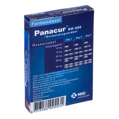 Panacur 500 mg voor grote honden achterkant