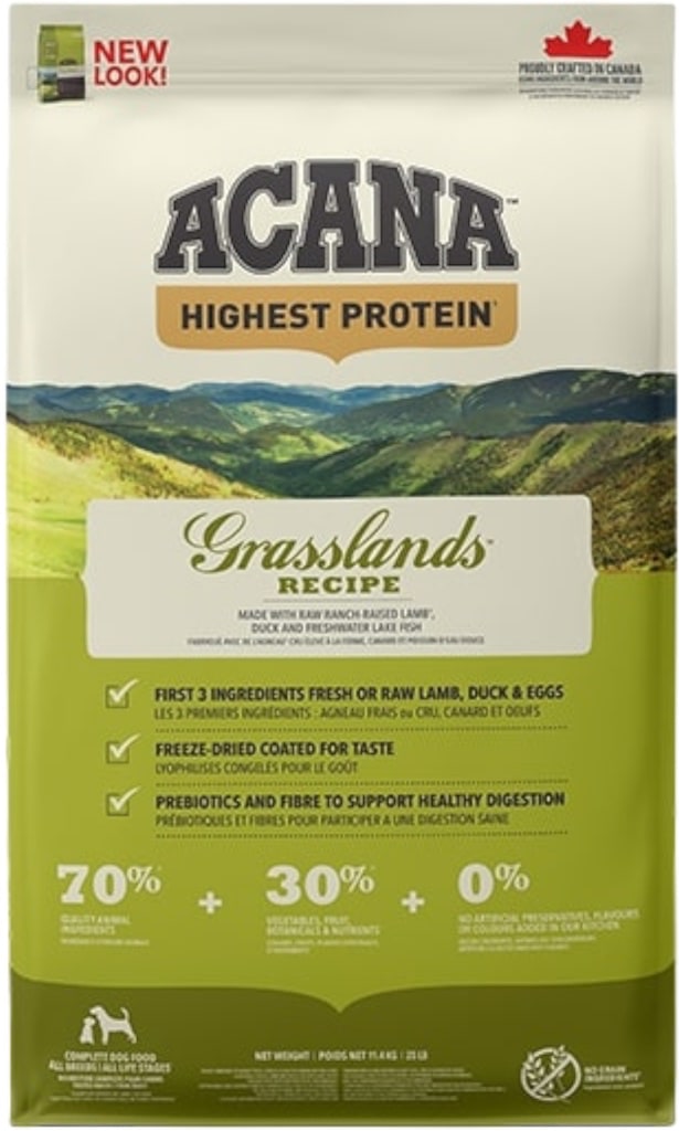 Acana HP Grasslands Hondenbrokken 11kg Voorkant Verpakking