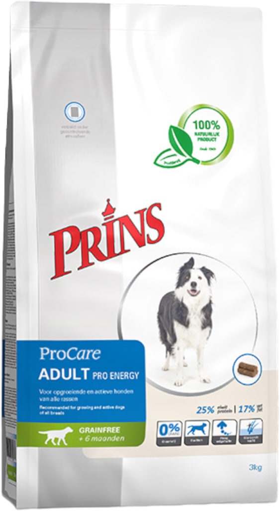 Prins ProCare Adult Pro Energy Hondenbrokken 3kg Voorkant Verpakking