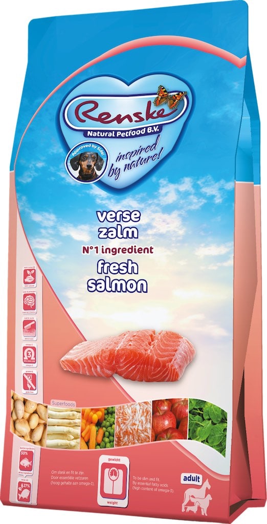 Renske Super Premium Zalm Hondenvoer Voorkant Verpakking